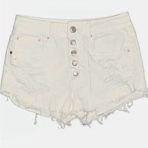 Altar'd State Cream Jean Shorts with Frayed Hem